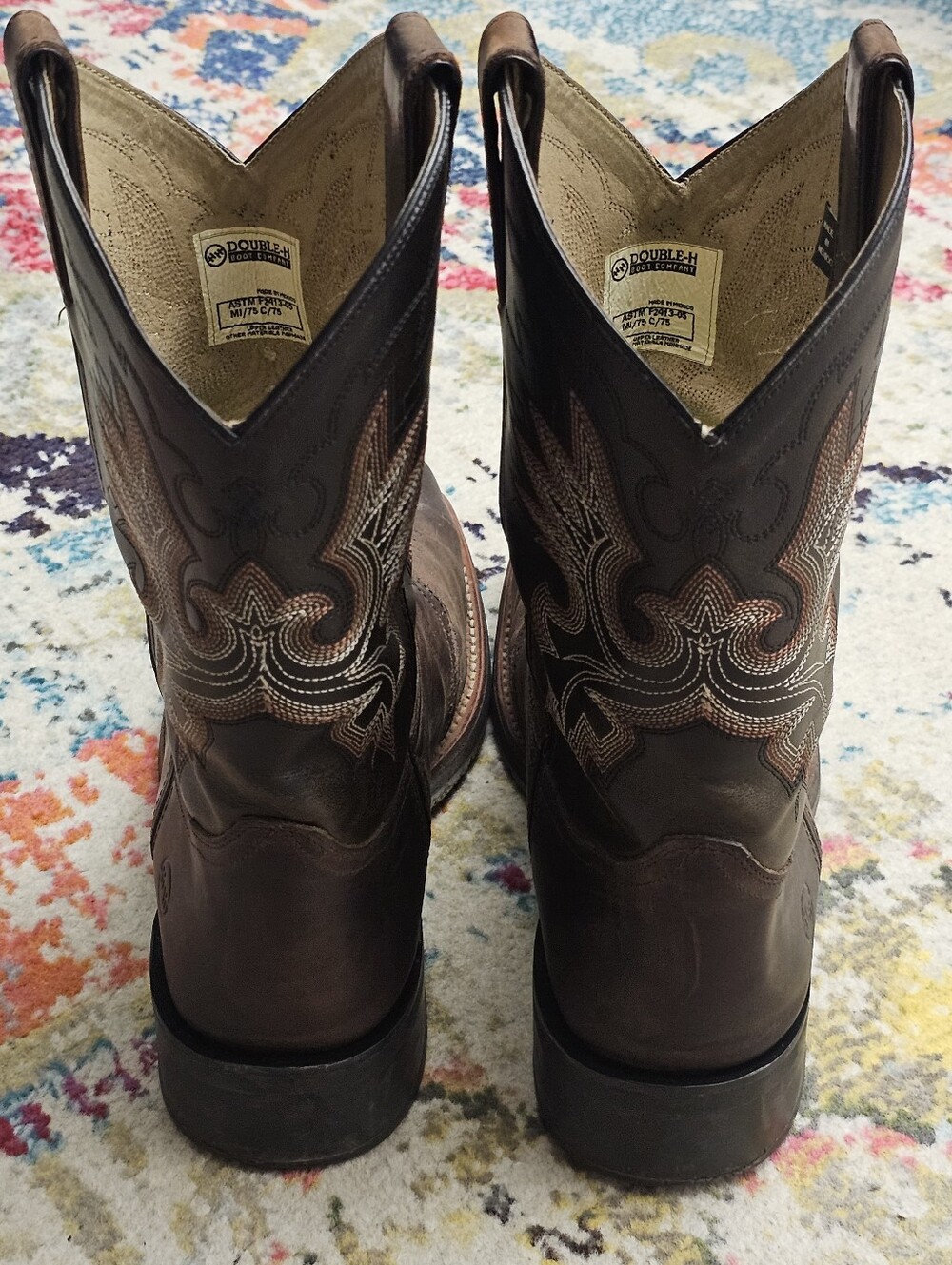 Double H Steel Toe Cowboy Boots Mens Size 11.5 Western Embroidered DH3658 - Picture 8 of 16